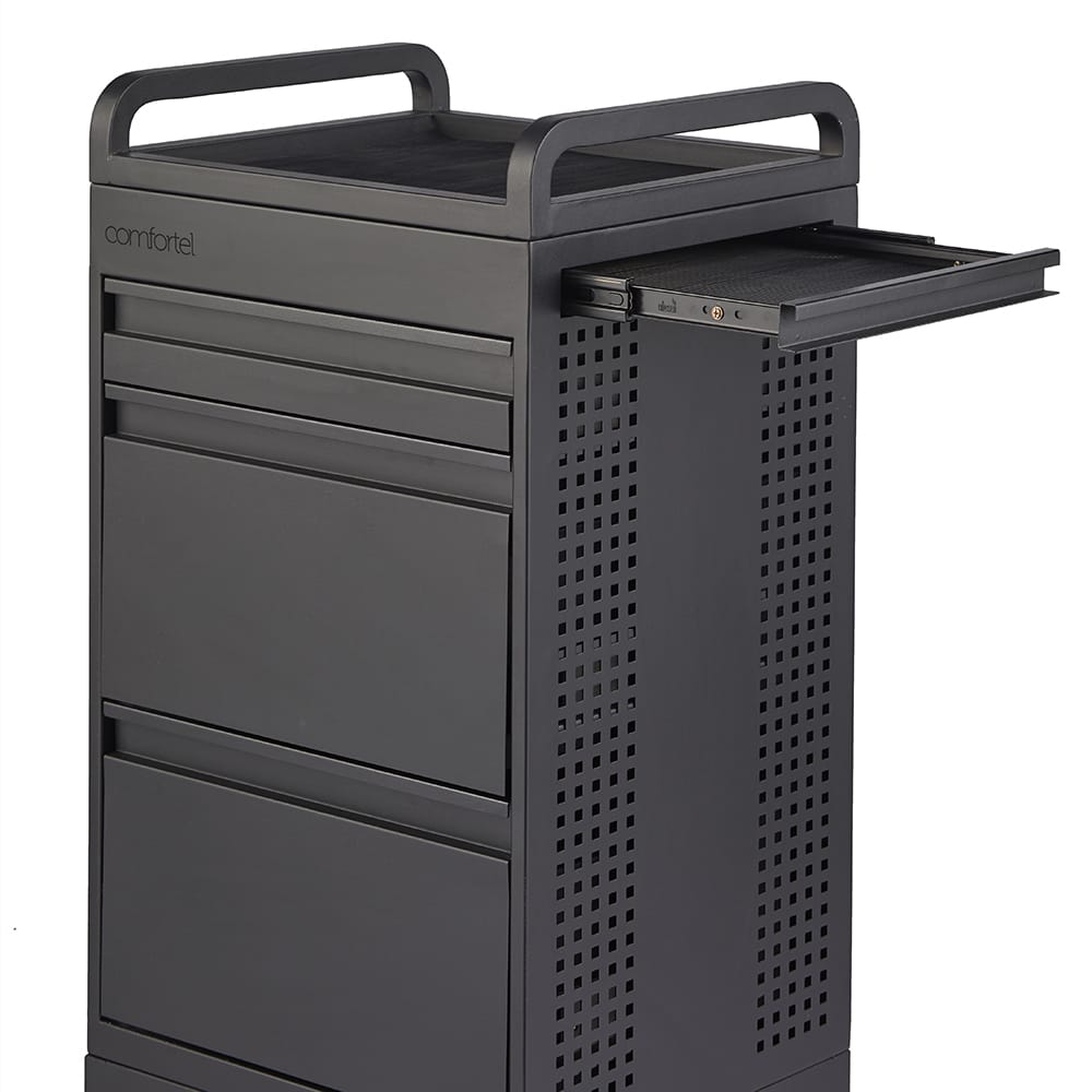 Studio 3 Drawer Steel Salon Trolley Black